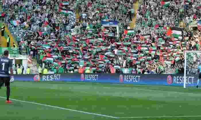 凯尔特人面对欧足联在巴勒斯坦旗帜中制裁欧洲冠军联赛赢得Hapoel'er Sheva