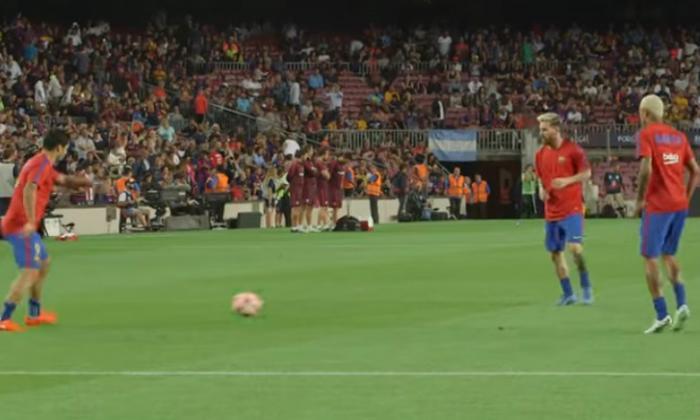 手表：Lionel Messi，Luis Suarez和Neymar热身如何？