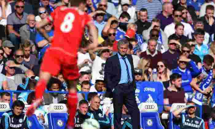 切尔西老板穆里尼霍在蓝调与利物浦一起跳动后的足球们冰雹