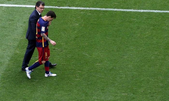 真正的马德里v巴塞罗那：Lionel Messi El Clasico受伤新闻