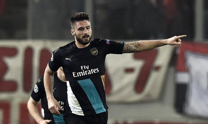 Olympiakos 0-3阿森纳：Olivier Giroud Nets First Gunners Hat-Trick Topt To Pround Orights Rock Leaners去年冠军联赛